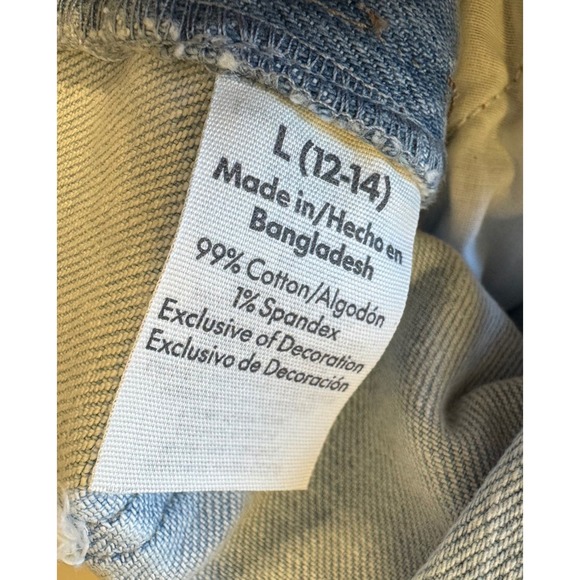 No Boundaries Baggy Overalls Women L Light Wash Blue Denim Cotton Blend NEW - Picture 4 of 8